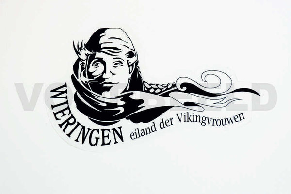 Viking sticker VROUW (zwart) 15 cm