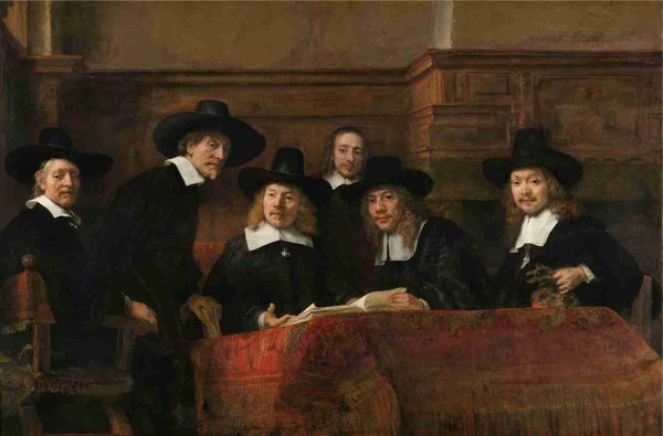 De staalmeesters ''Rembrandt van Rijn'' 90 x 60 cm