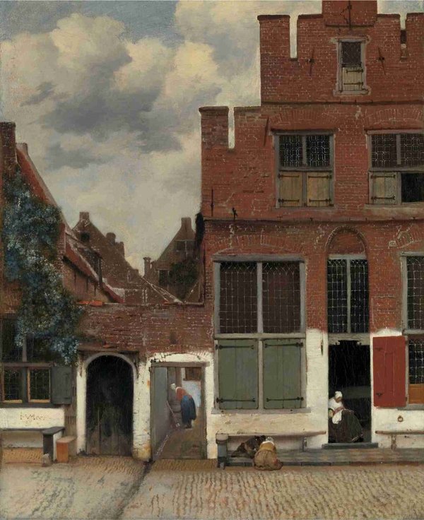 Het straatje ''Johannes Vermeer'' 70 x 85 cm