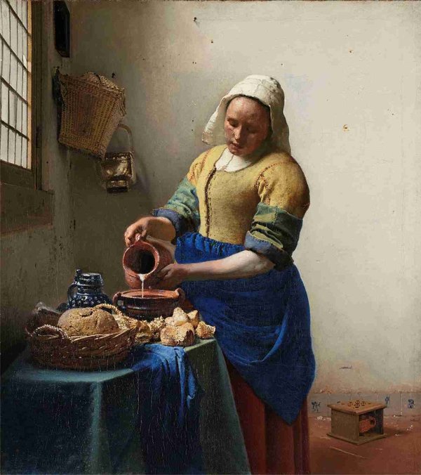 Het melkmeisje ''Johannes Vermeer'' 70 x 75 cm